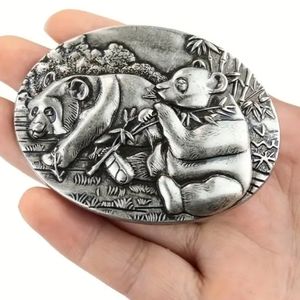 New silver Panda belt buckle